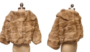 *   VINTAGE CUDDLY SHAWL / RING COLLAR FAUX FUR COCOON JACKET EVENING JACKET