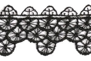 1 1/4" Circular  Black Venise Edging Lace (Made in England)