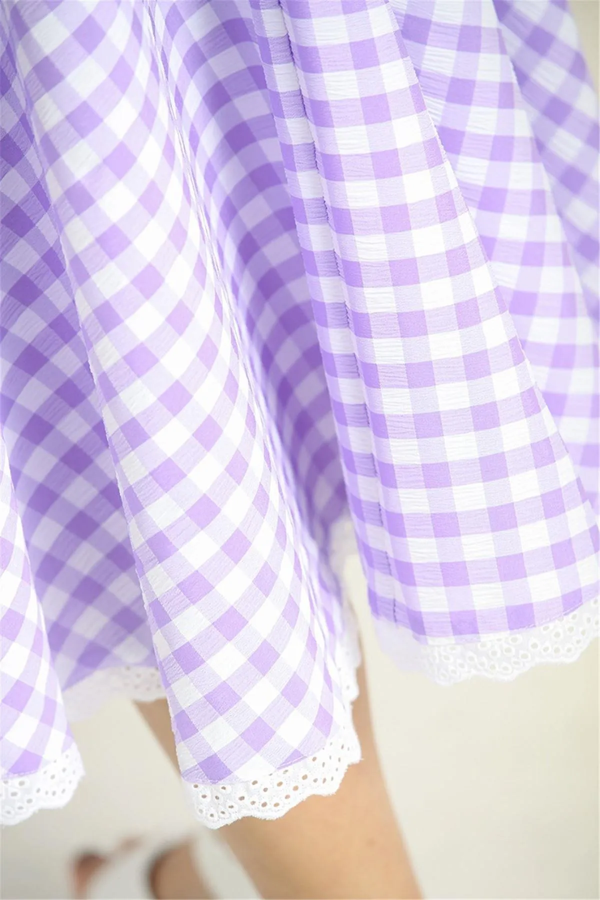 1950s Vintage Style Lavender Gingham Picnic Dress