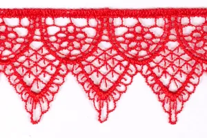 2" Double-Scalloped Red Venise Edging Lace (Made in England)