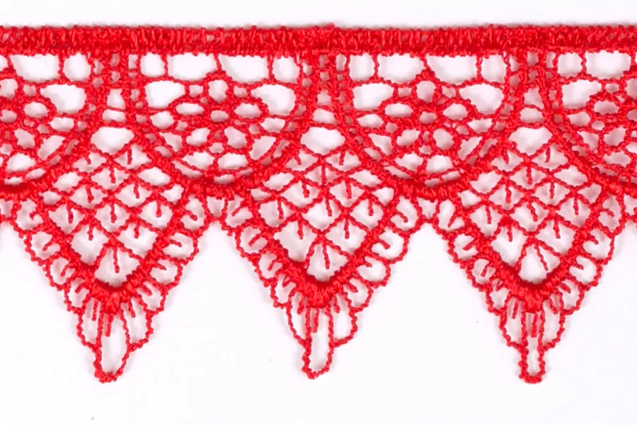 2" Double-Scalloped Red Venise Edging Lace (Made in England)