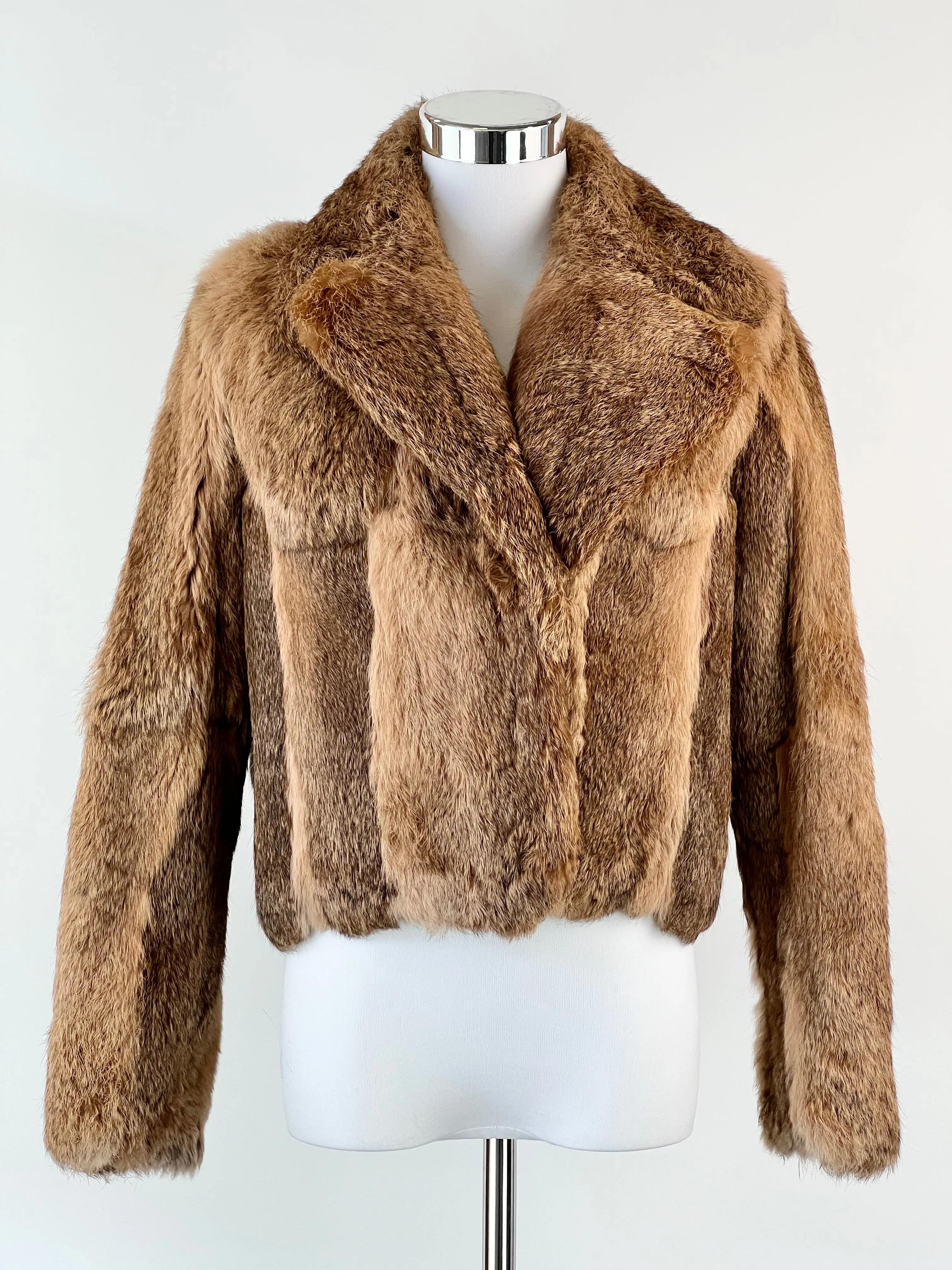 60s Brown Rabbit Fur Cropped Jacket - AU8