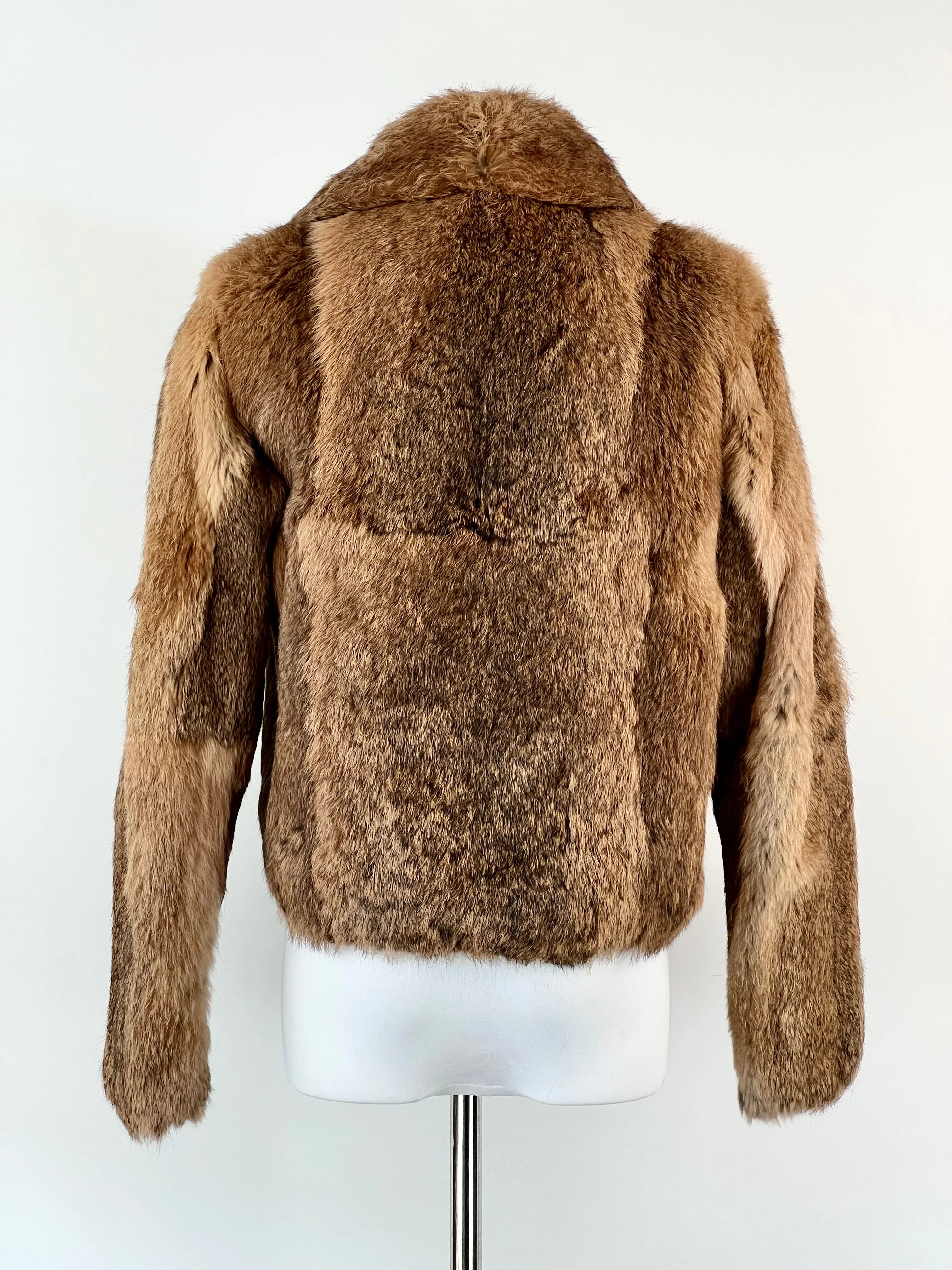 60s Brown Rabbit Fur Cropped Jacket - AU8