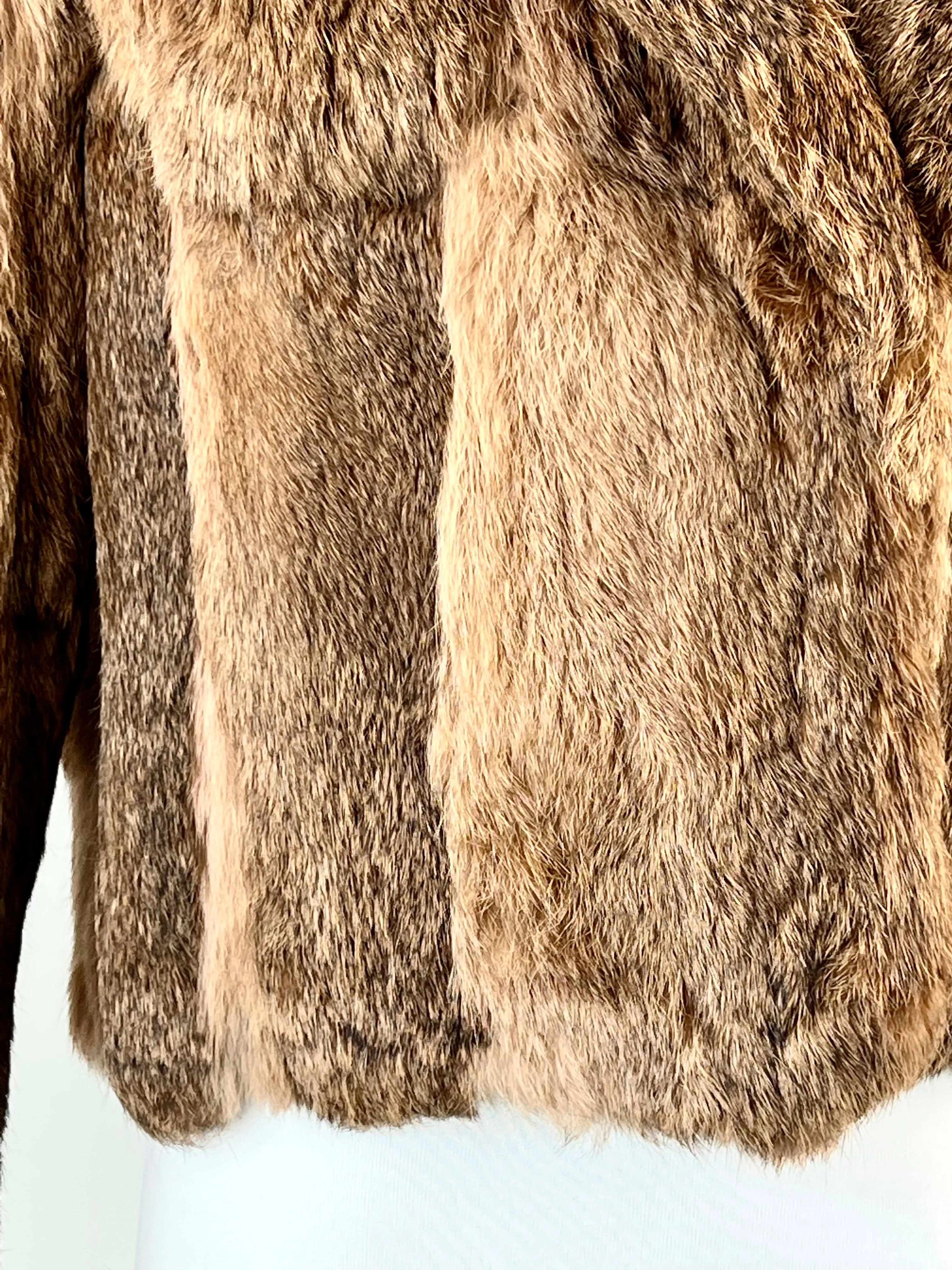 60s Brown Rabbit Fur Cropped Jacket - AU8