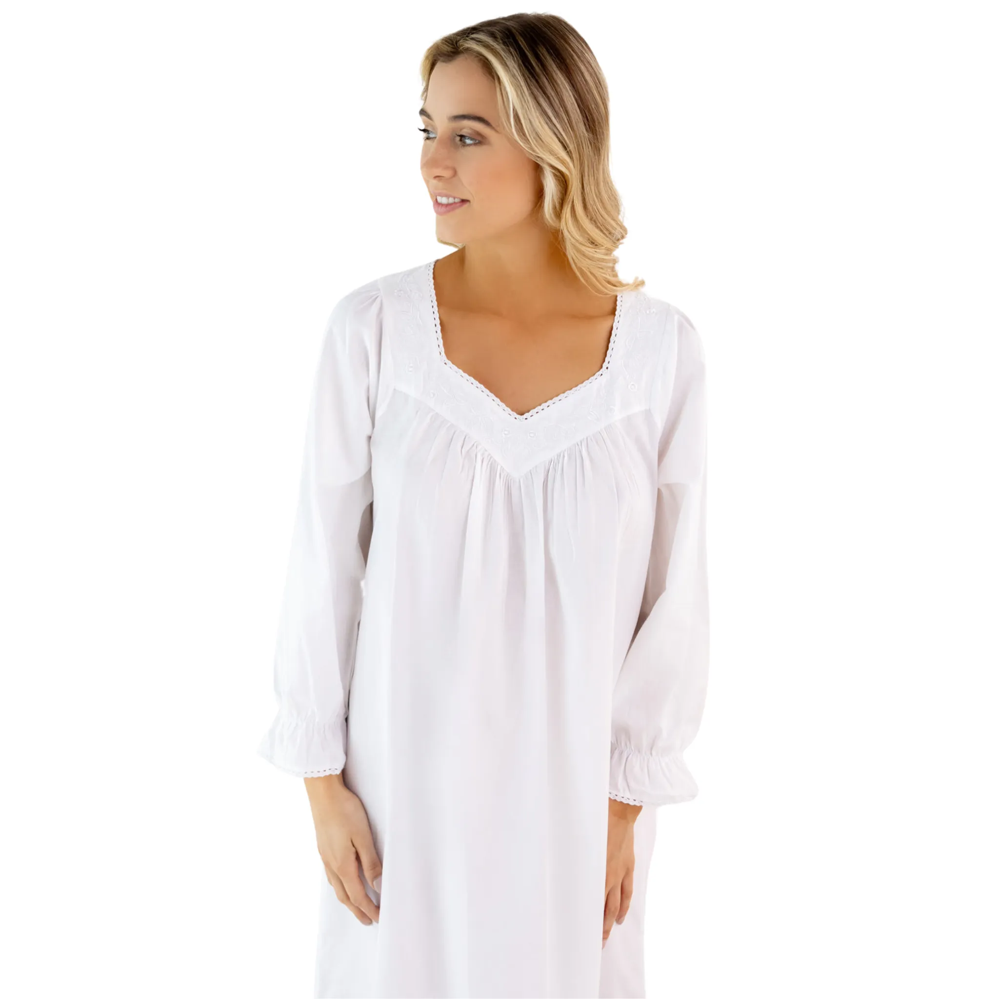 Adelaide White Cotton Nightgown