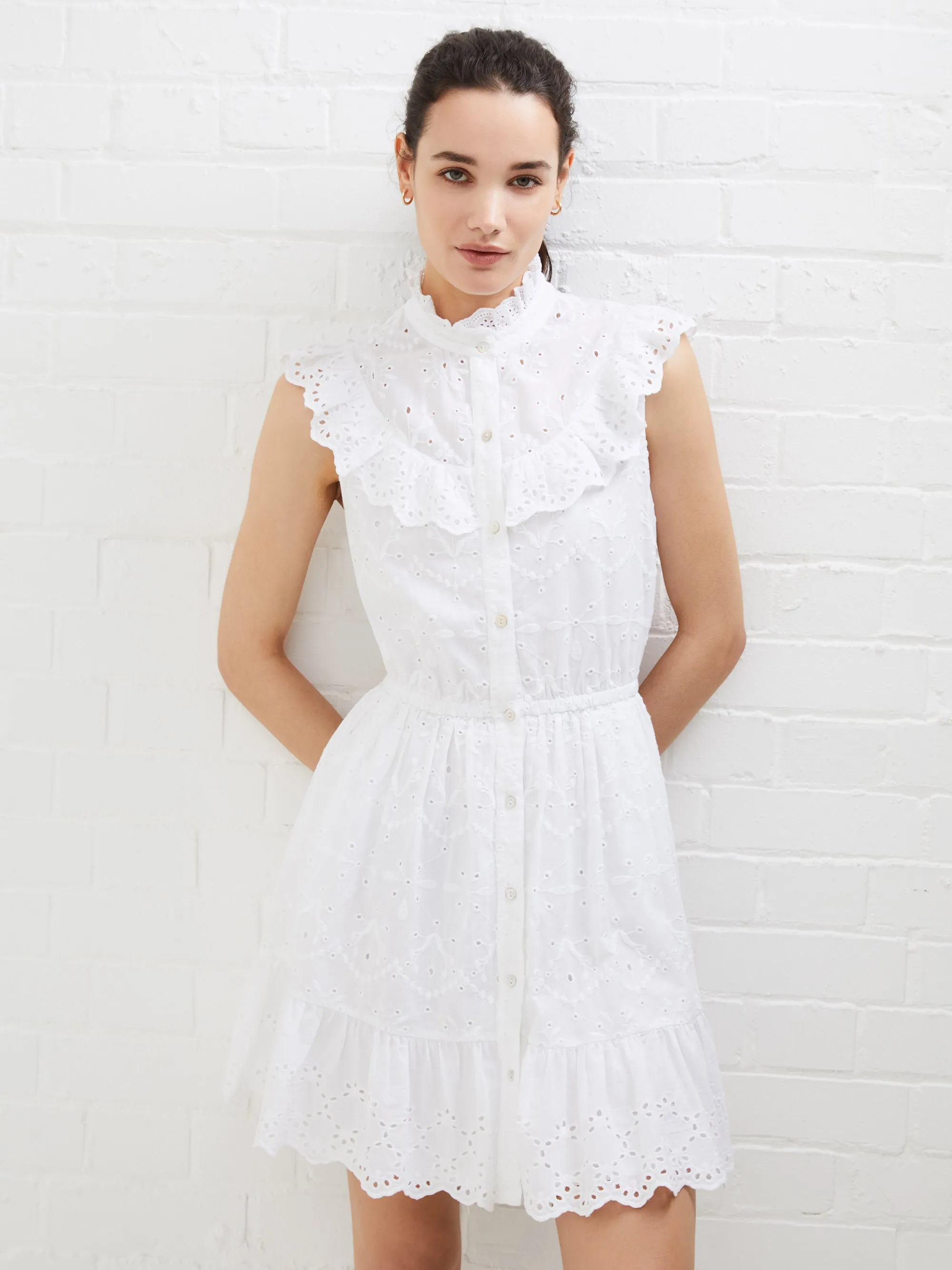 Appelona Broderie Anglaise Frill Mini Dress