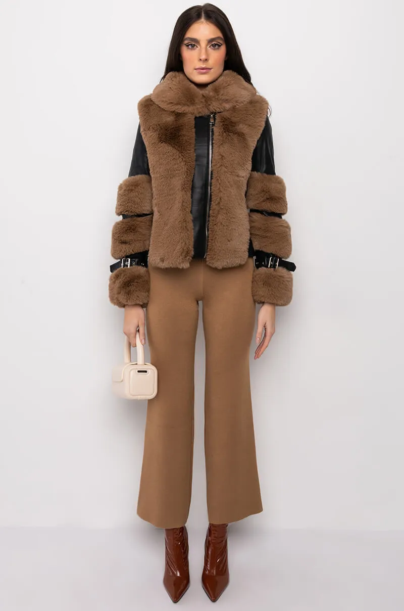 AZALEA WANG FAUX FUR MOTO PUFFER