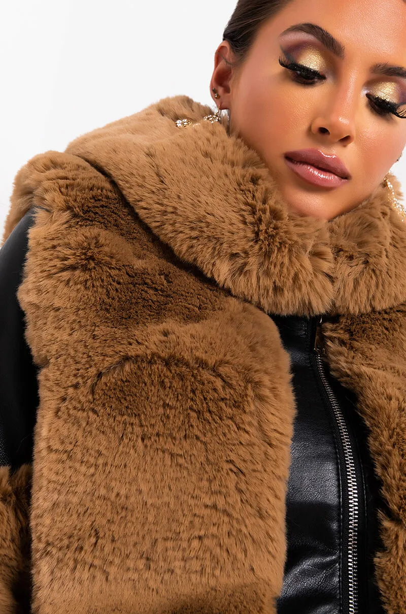 AZALEA WANG FAUX FUR MOTO PUFFER