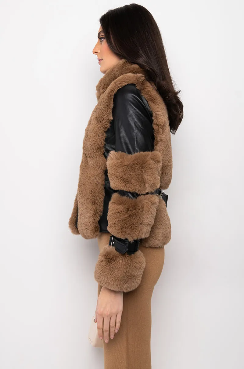 AZALEA WANG FAUX FUR MOTO PUFFER