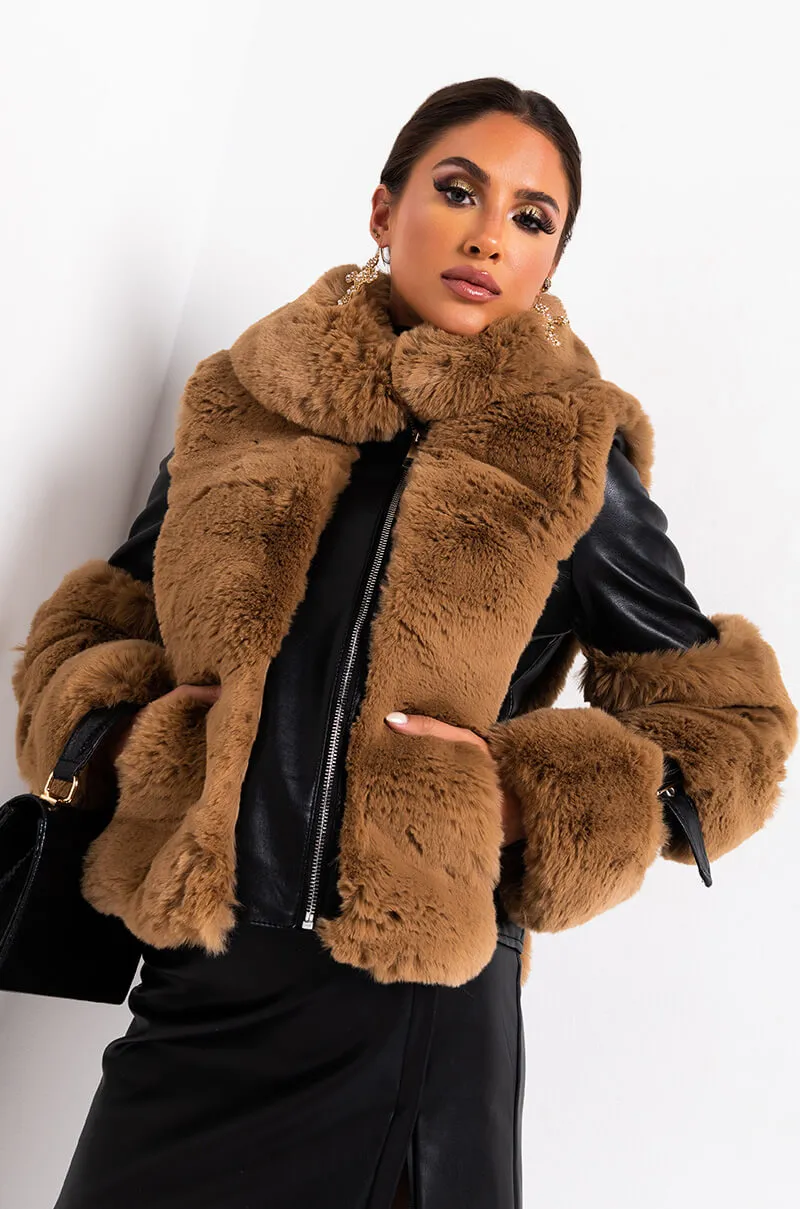 AZALEA WANG FAUX FUR MOTO PUFFER