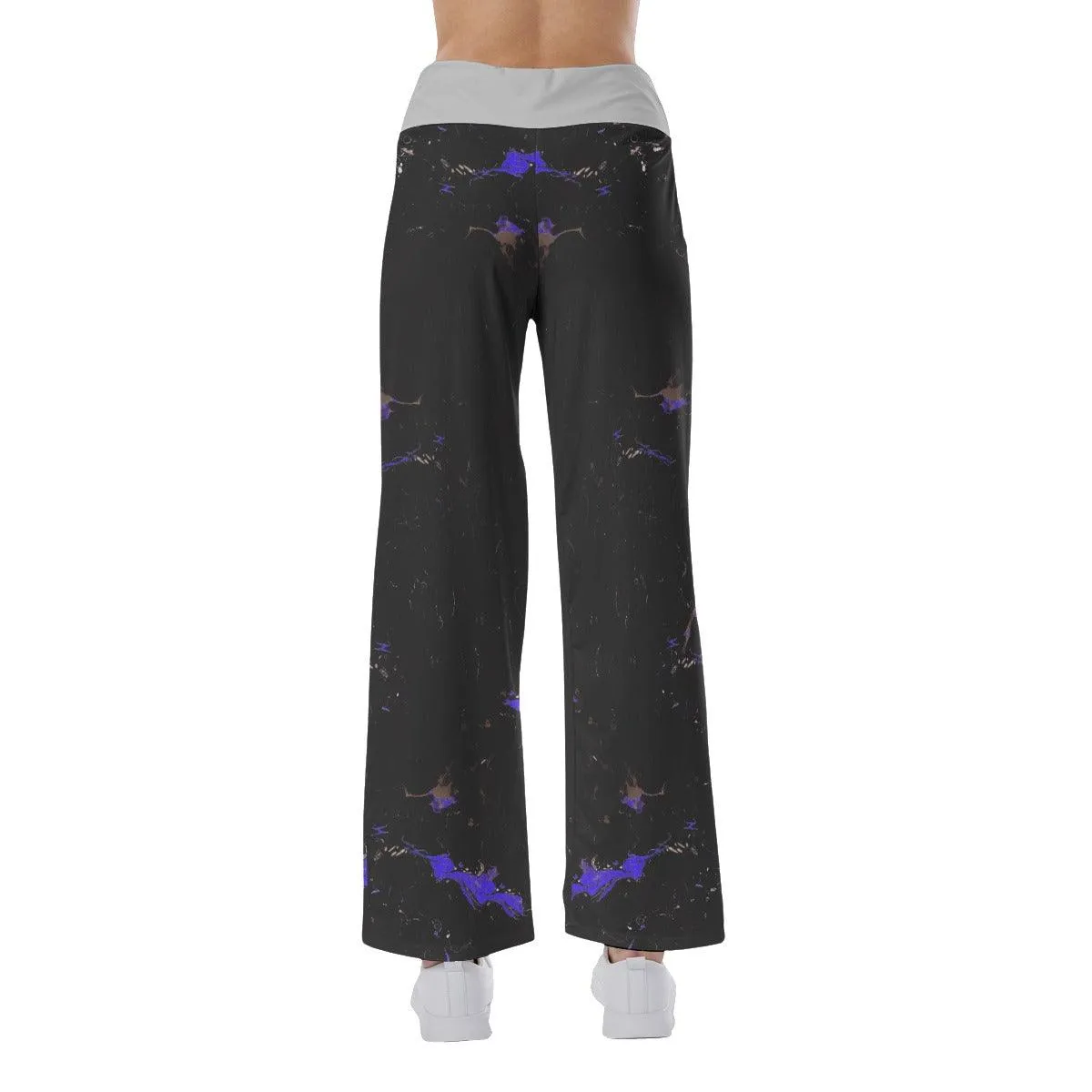 Baby Girl Blue Skull Smile High-waisted Straight-leg Trousers