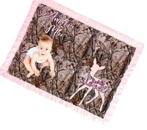 Baby Girl Camo Personalized Blanket Baby Shower Gift Pink Camo Baby Blankets Baby Bedding Camouflage Coming Home Blanket Baby Girl