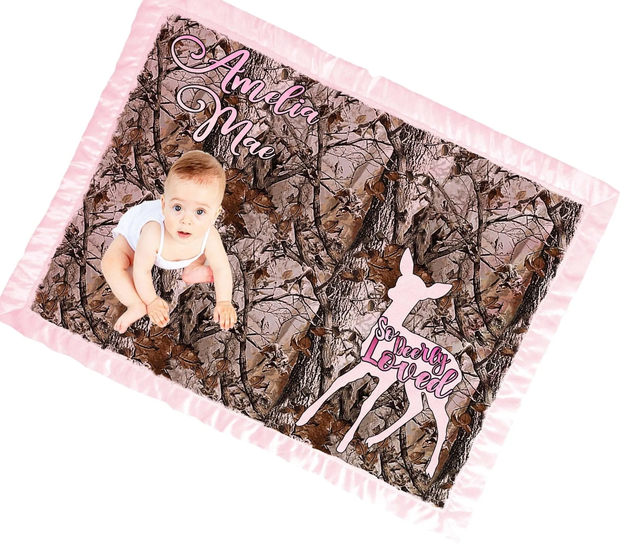 Baby Girl Camo Personalized Blanket Baby Shower Gift Pink Camo Baby Blankets Baby Bedding Camouflage Coming Home Blanket Baby Girl