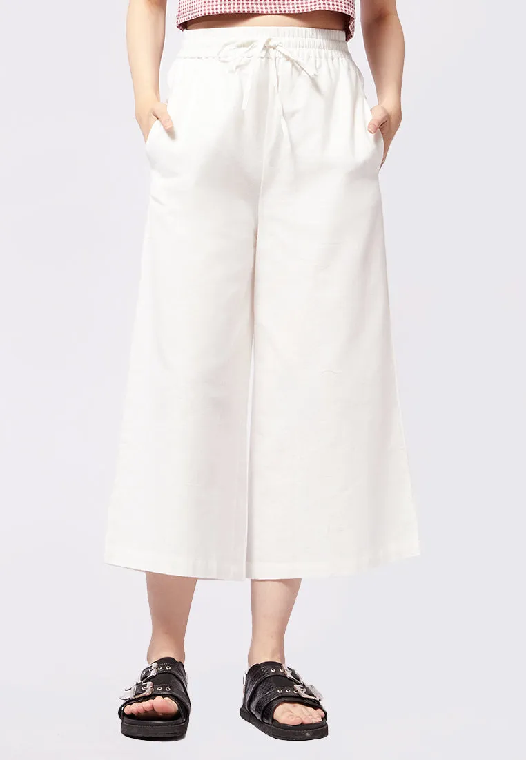 Basic Culottes Pants with Elastic Waist