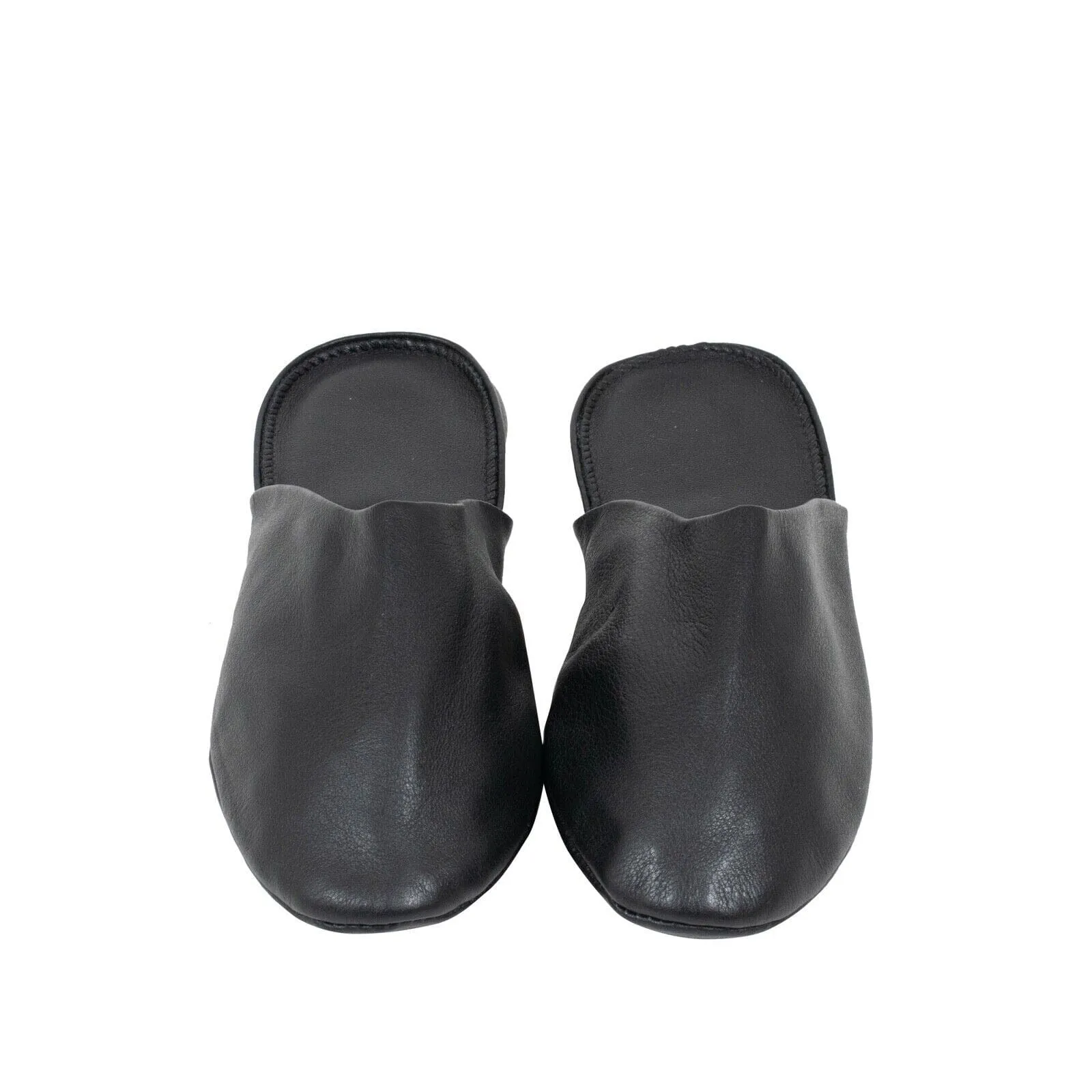 Black Leather Monogram Slipper Loafer House Shoes