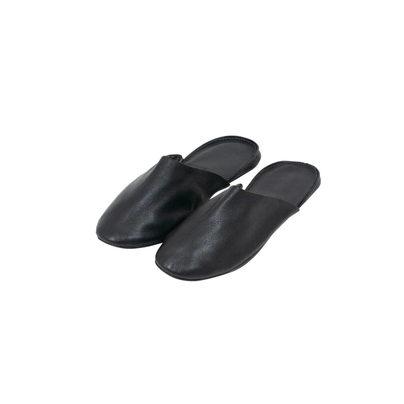 Black Leather Monogram Slipper Loafer House Shoes