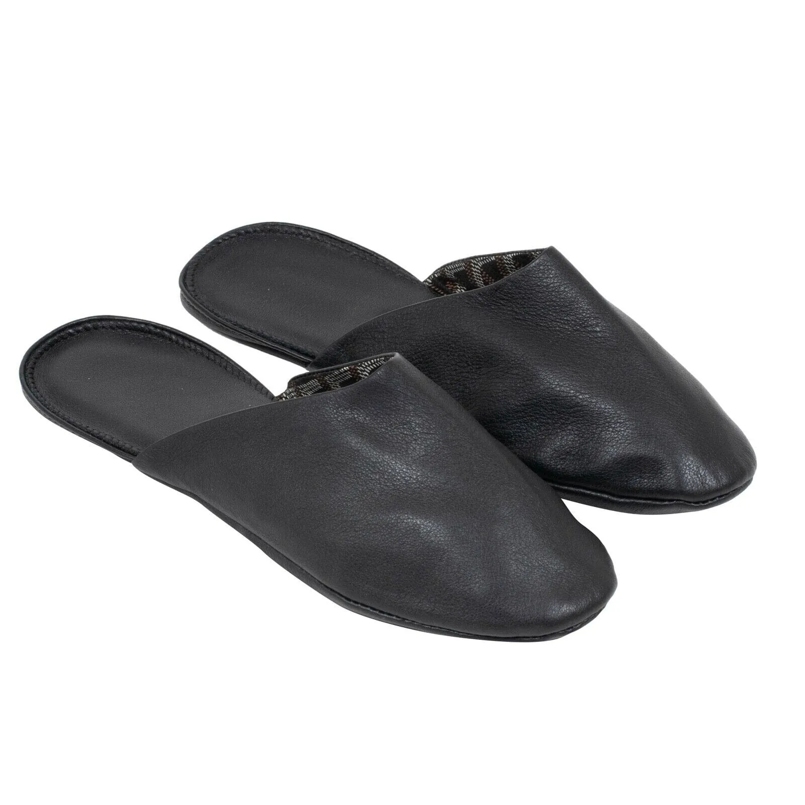 Black Leather Monogram Slipper Loafer House Shoes