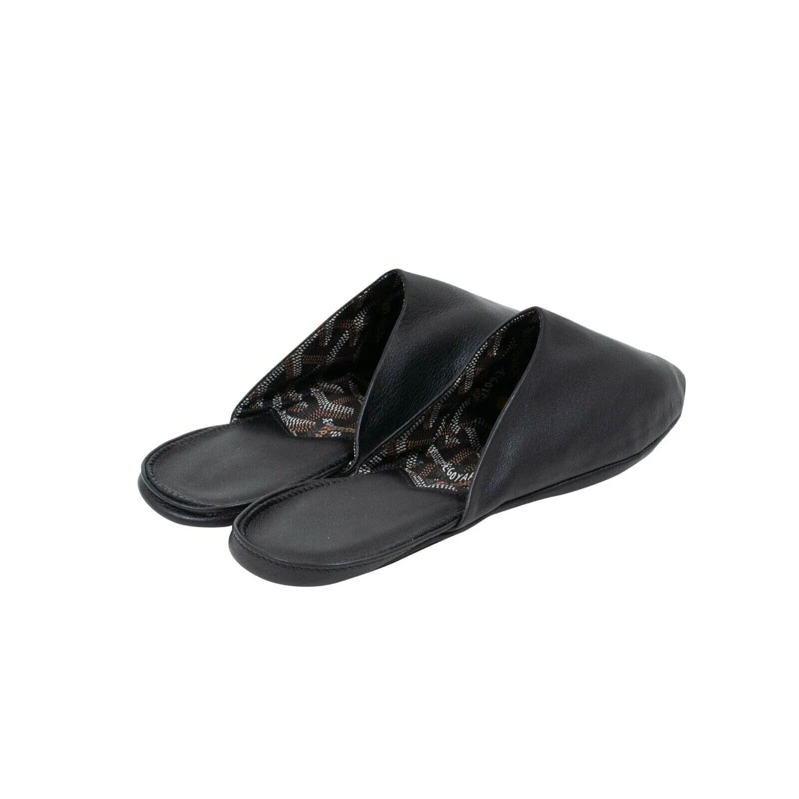 Black Leather Monogram Slipper Loafer House Shoes