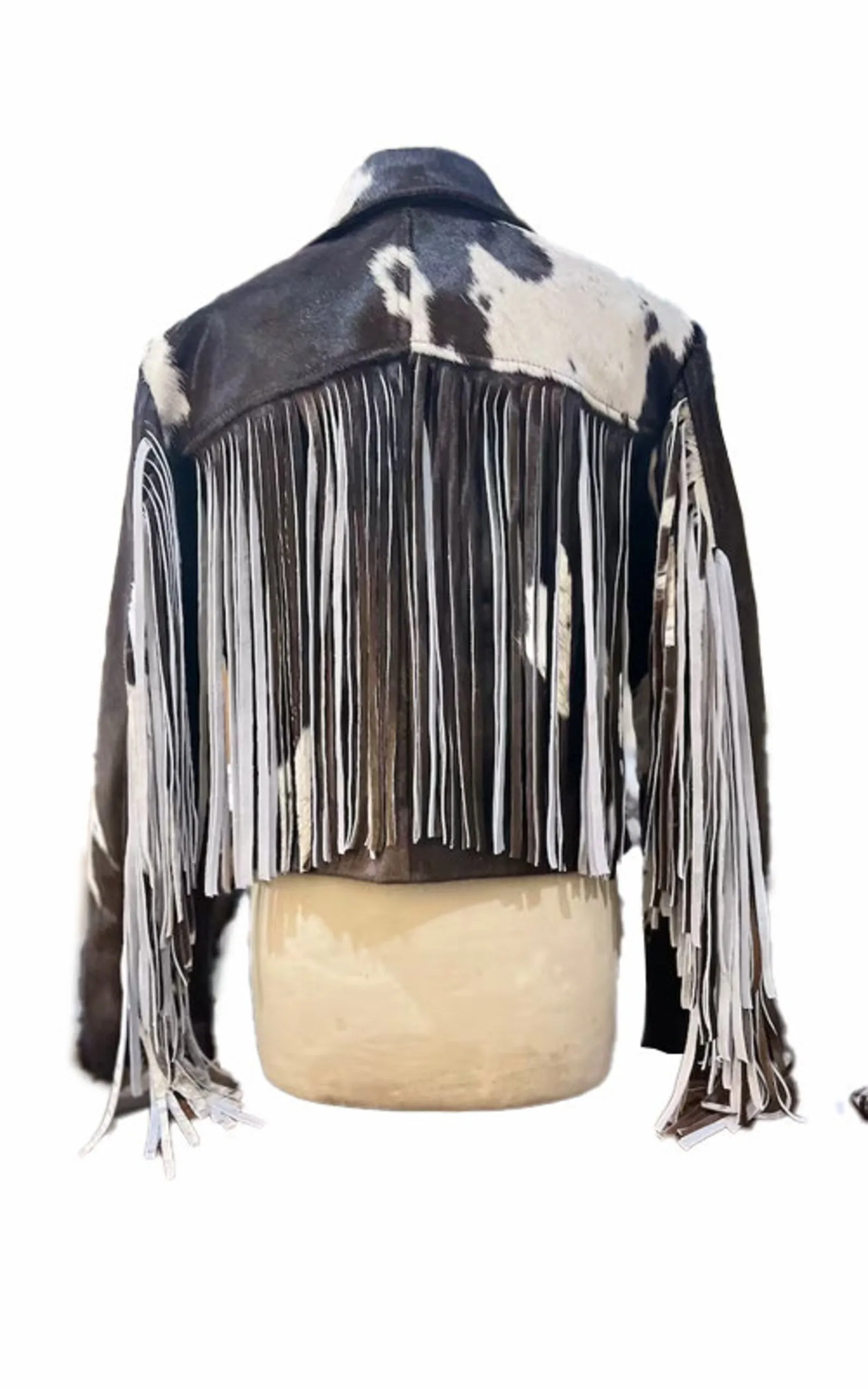 Black White Cow Skin Motorbike Jacket