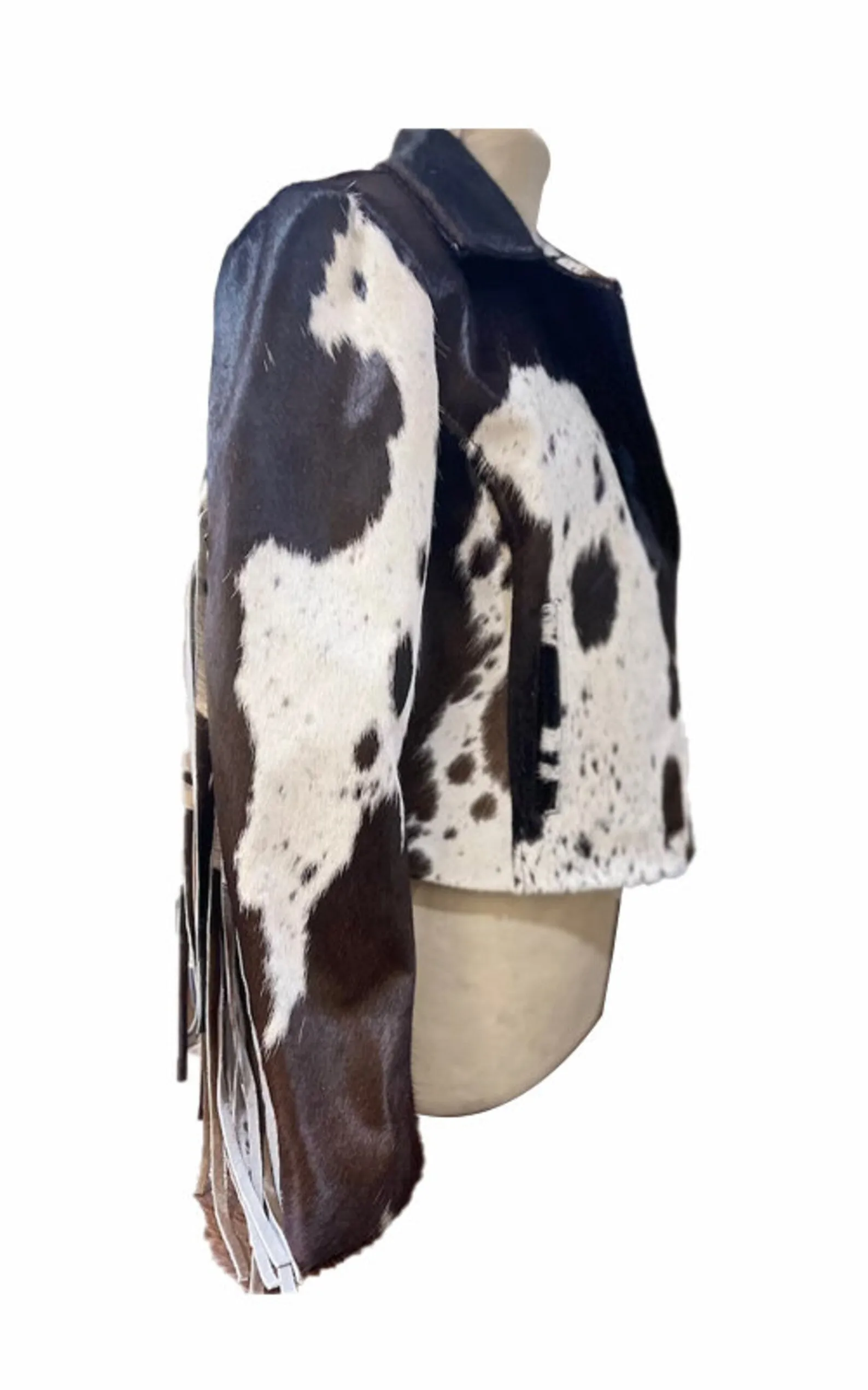 Black White Cow Skin Motorbike Jacket