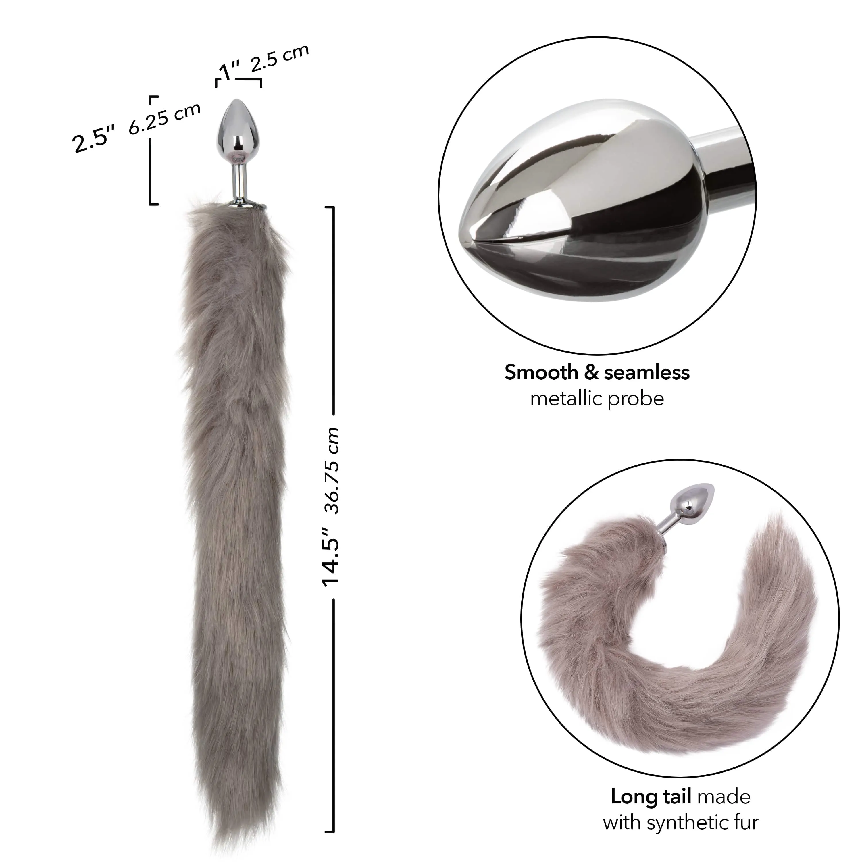 California Exotics - Running Wild Fur Tail Metal Anal Plug