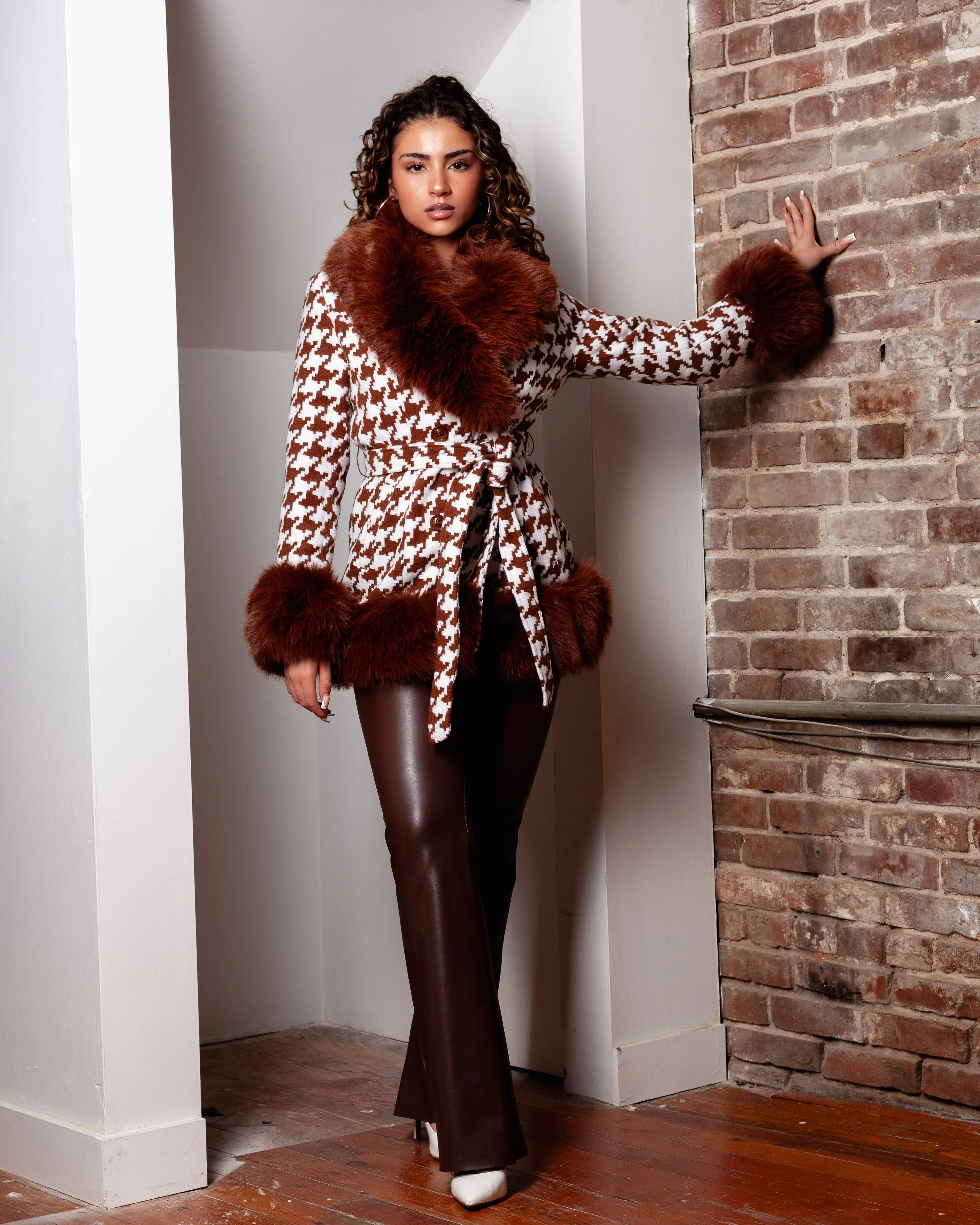 Camel Faux Fur Collar Coat