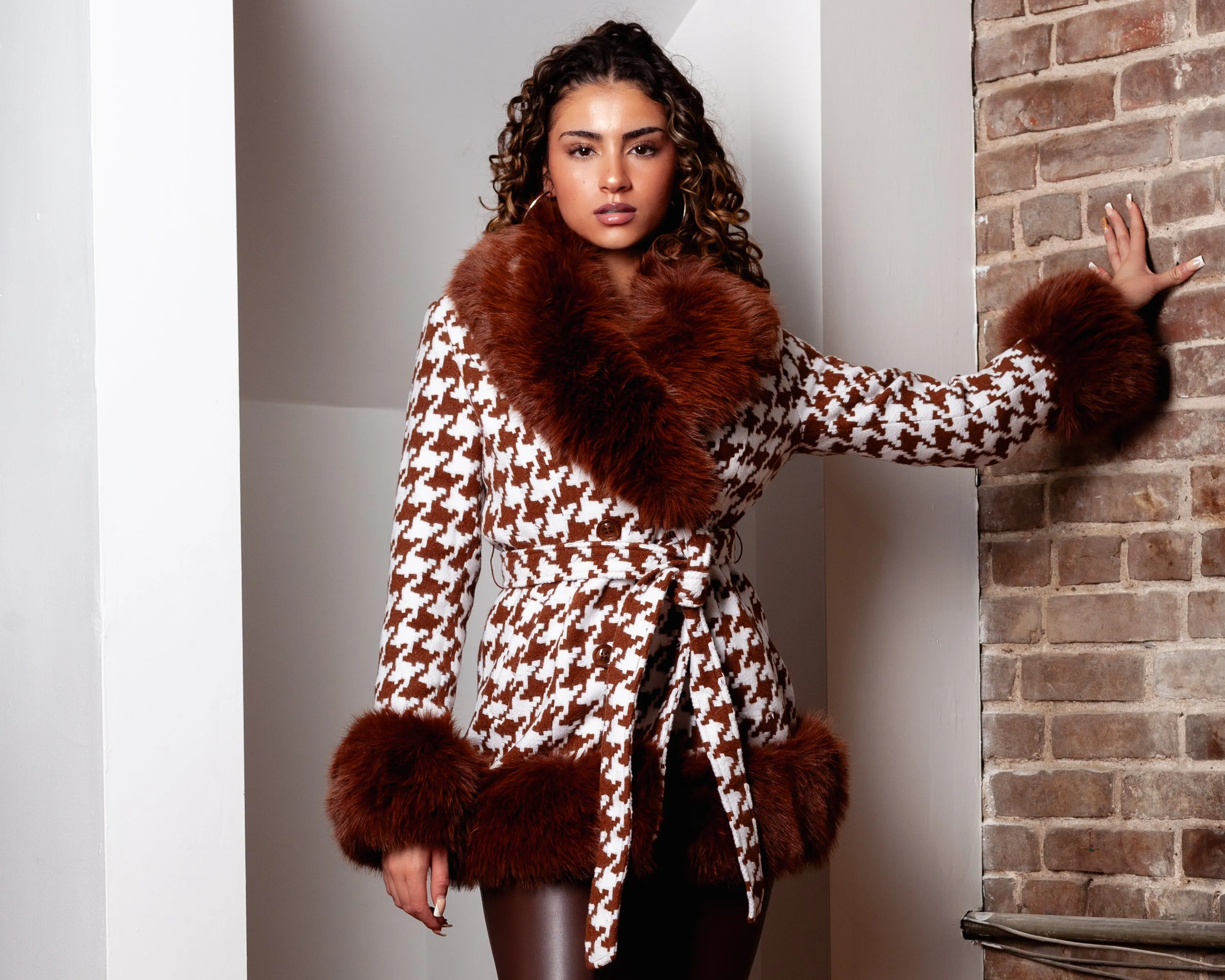 Camel Faux Fur Collar Coat