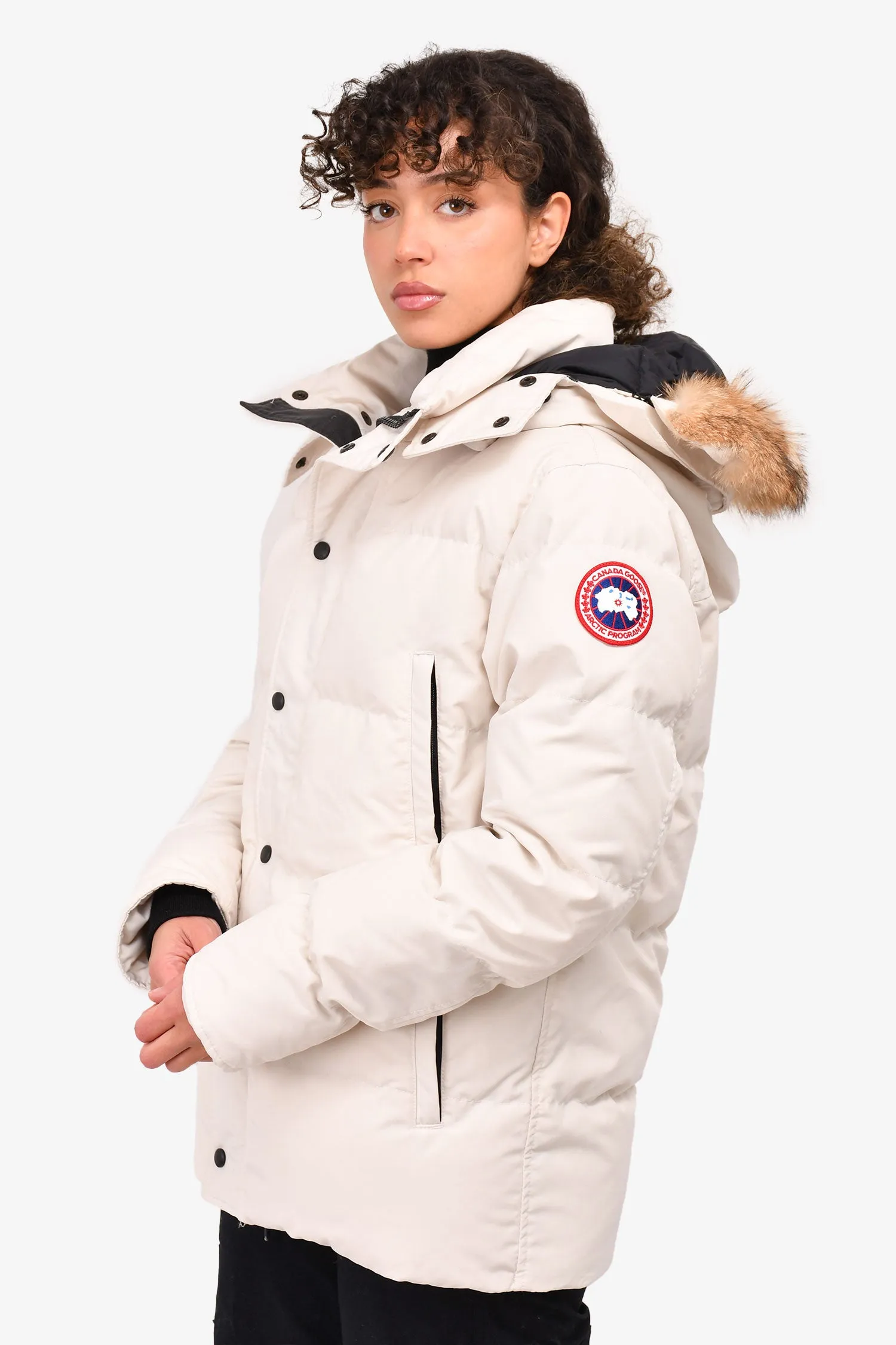 Canada Goose White Wyndham Heritage Fur Hooded Parka Coat Size M