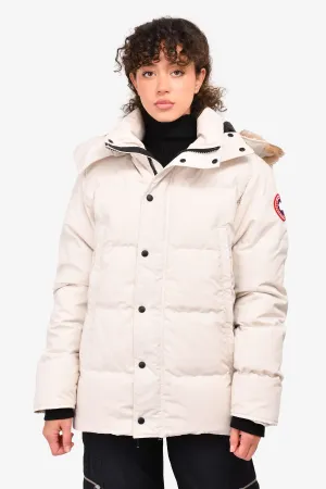 Canada Goose White Wyndham Heritage Fur Hooded Parka Coat Size M