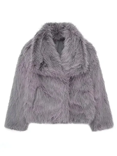 Chic elegant faux fur oversized jacket fall coat winter fur coat