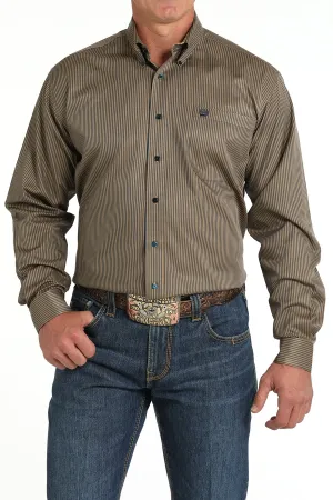 Cinch® Men's Striped Brown Long Sleeve Button Front Western Shirt