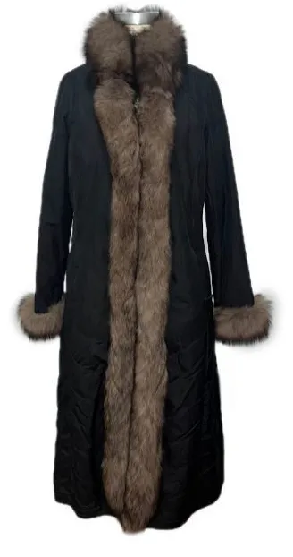 Coat, Reversible 3/4 Length Fox Fur Coat - Linda Richards - Style 9499 Extra Long