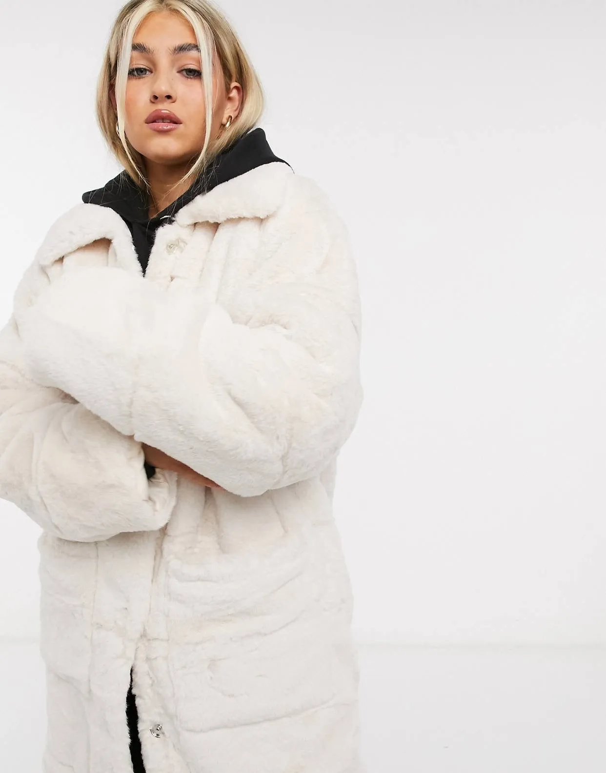 COLLUSION faux fur coat