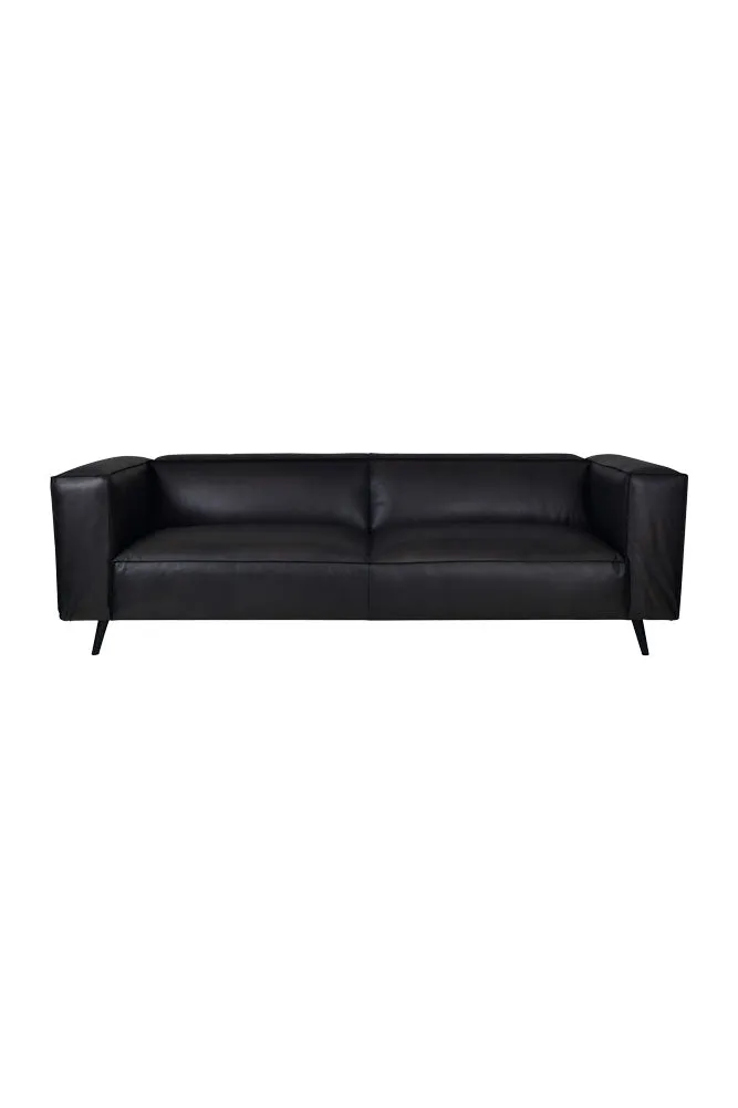 Dark Grey 3-Seater Leather Sofa