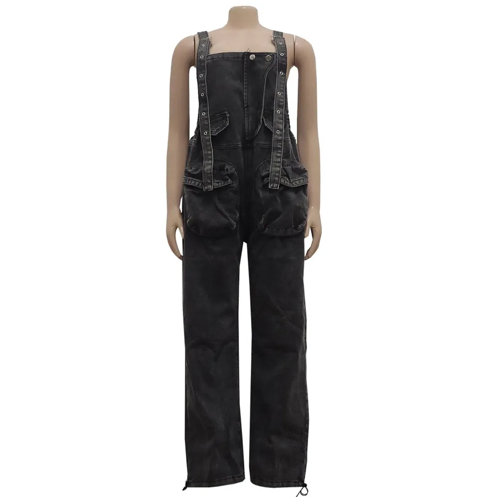 Denim Jean Wide Leg Fashion  Women Overall  Jumpsuit