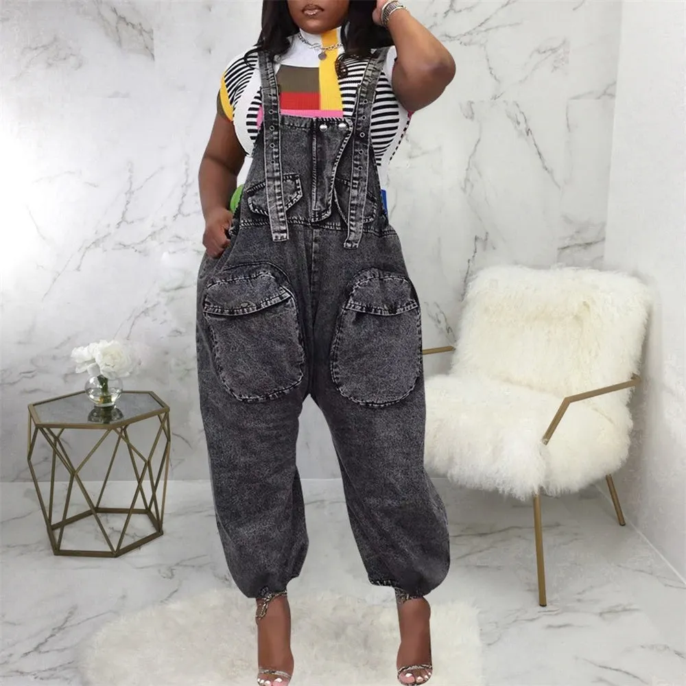 Denim Jean Wide Leg Fashion  Women Overall  Jumpsuit