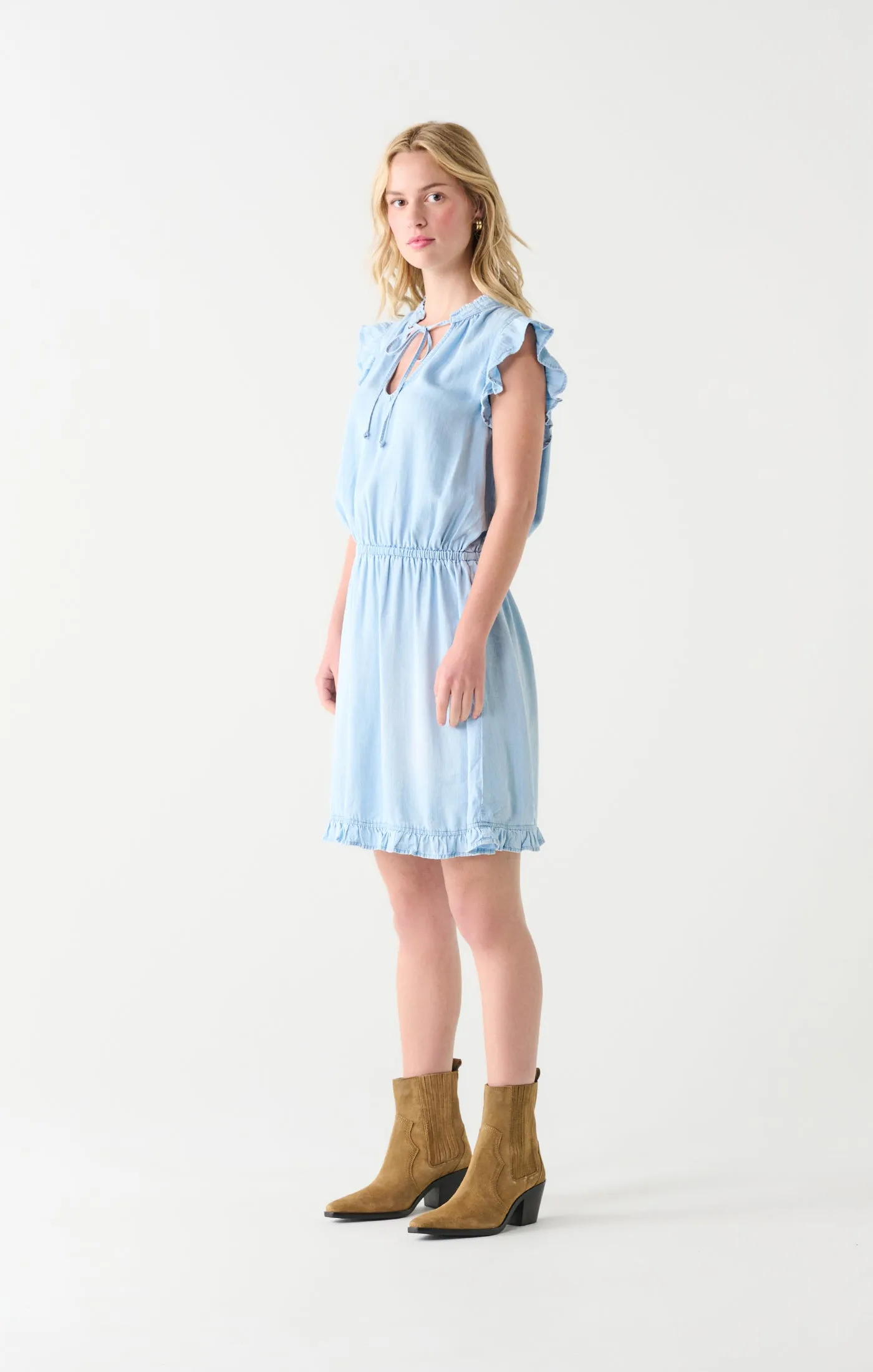 Dex Carla Ruffle Trim Mini Tencel Dress