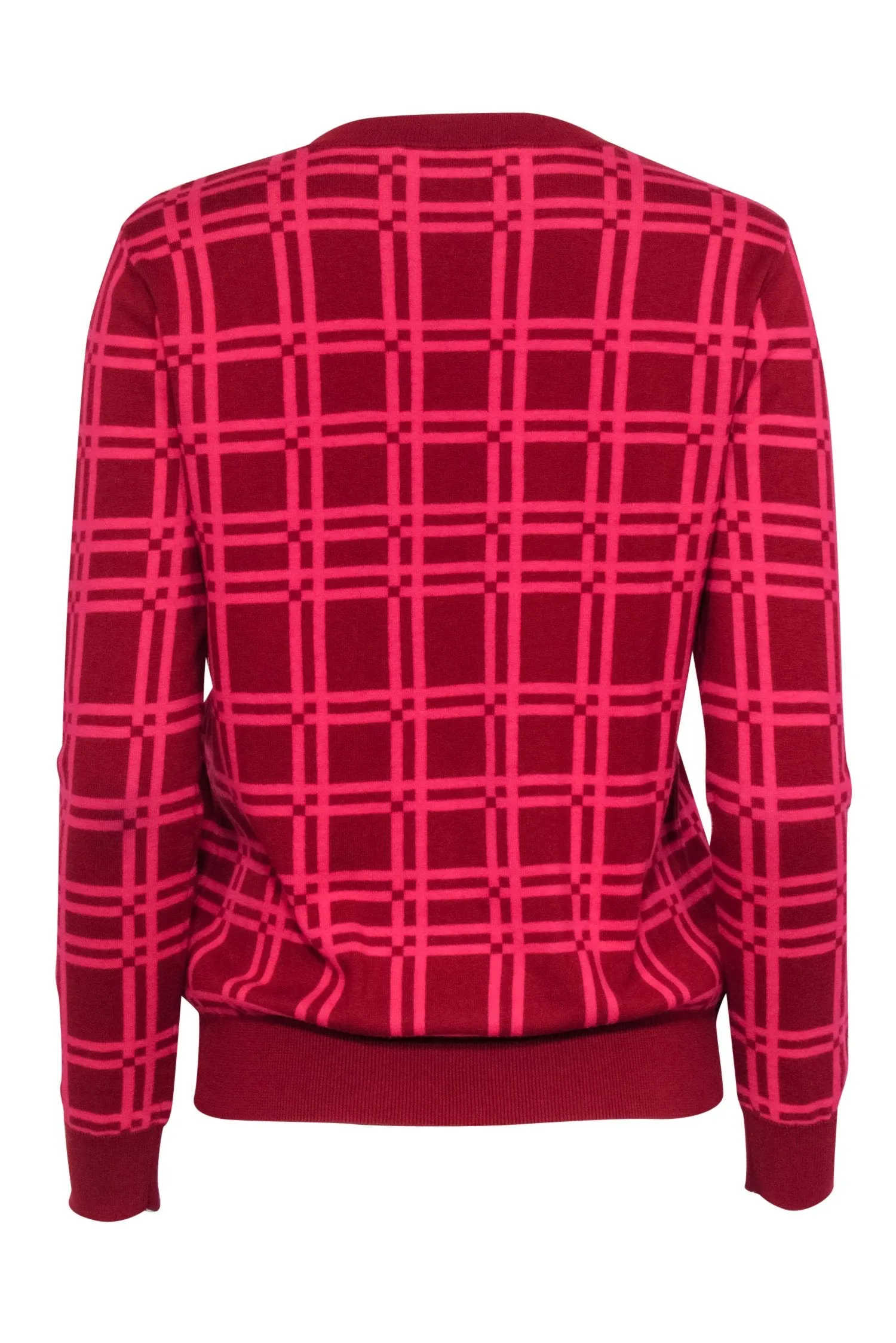 Diane von Furstenberg - Red & Hot Pink Plaid Sweater Sz S