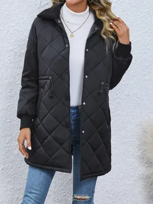 Drawstring Waist Longline Winter Jacket