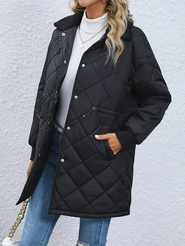 Drawstring Waist Longline Winter Jacket