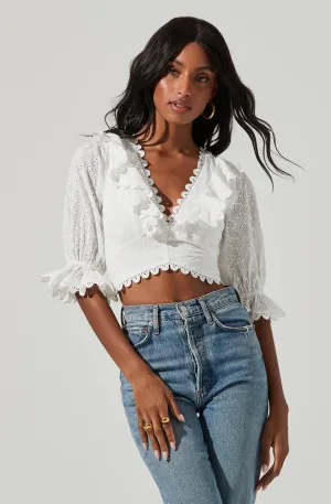 Eyelet Lace Up Back Top