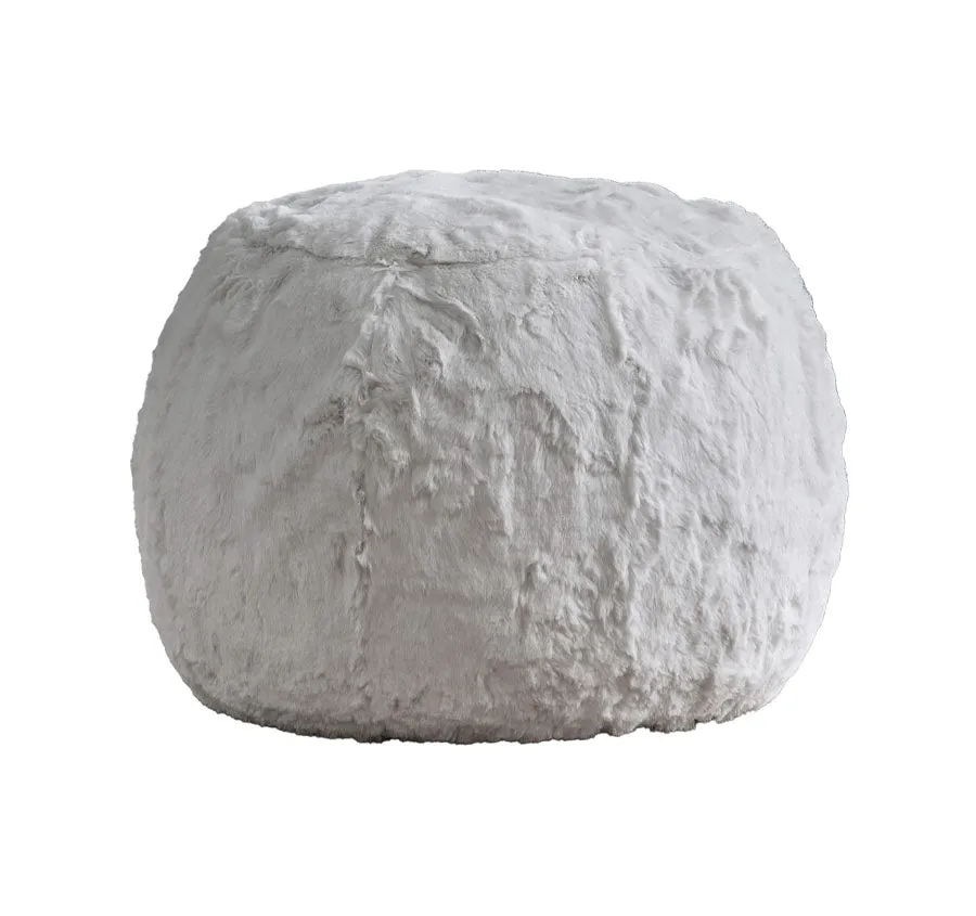 Faux Fur Small Round Pouffe Grey