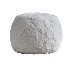 Faux Fur Small Round Pouffe Grey