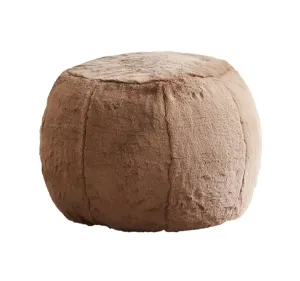 Faux Fur Small Round Pouffe Taupe