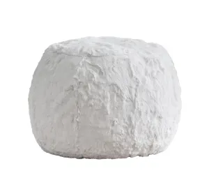 Faux Fur Small Round Pouffe White