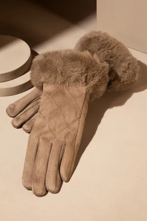 Faux Fur Trim Gloves