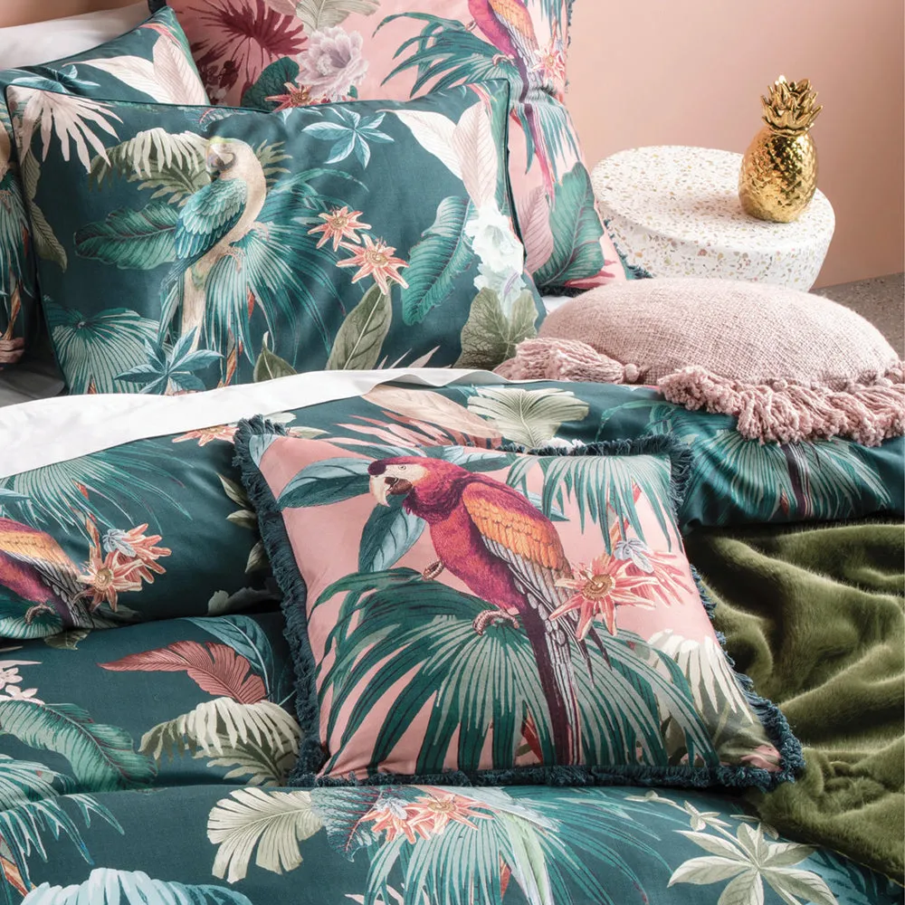 Fernanda Botanical 100% Cotton Duvet Cover Set Teal/Leaf Green