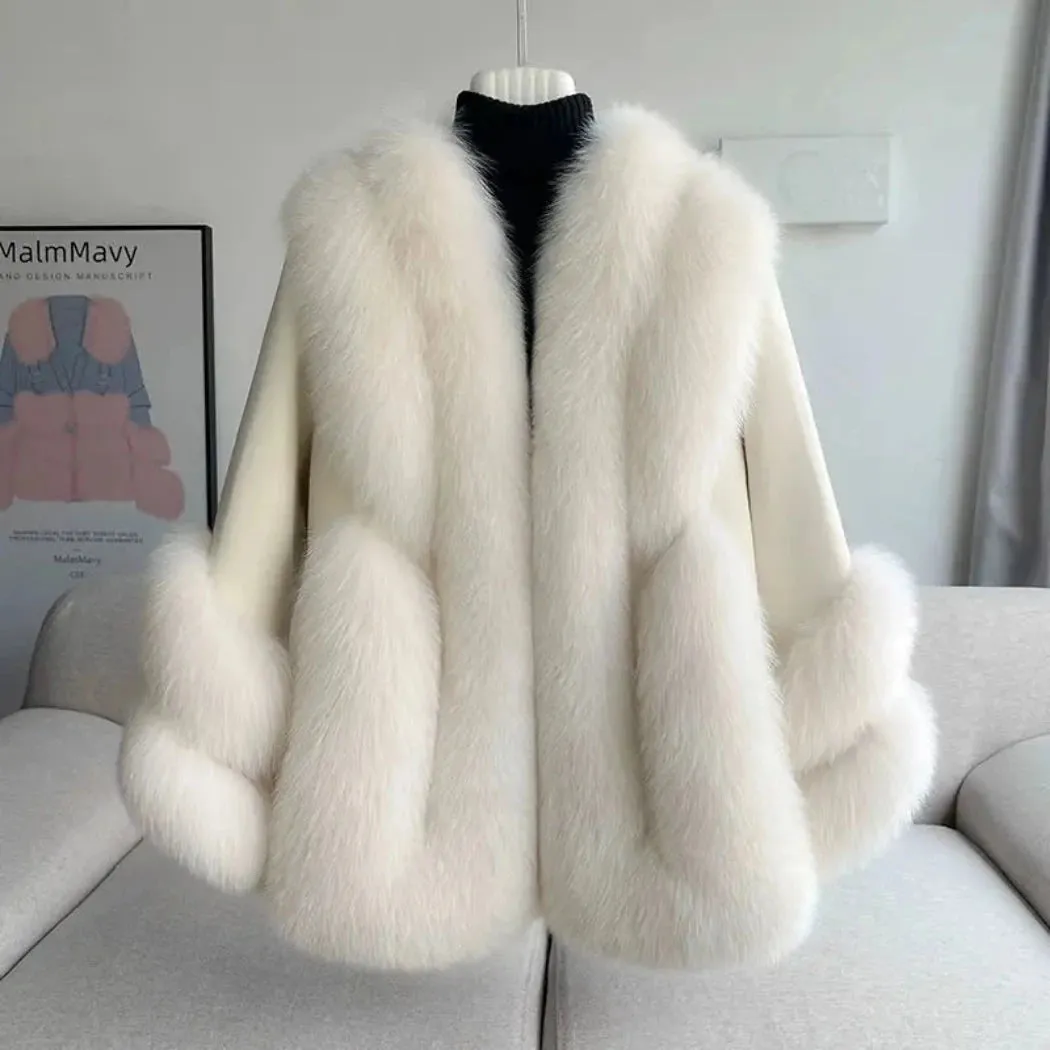 Fox Fur Leather Coat Women's