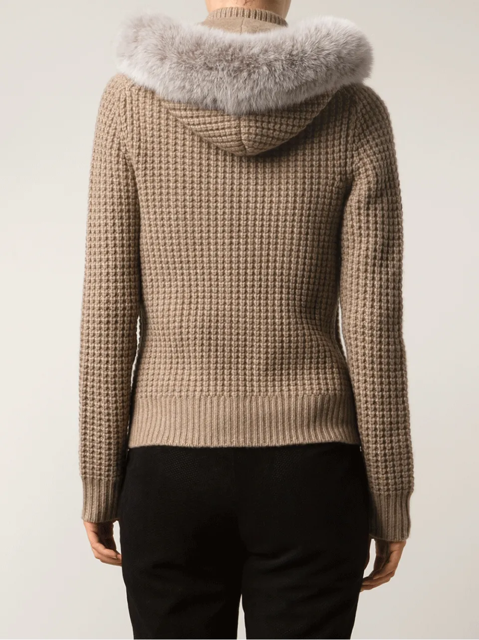 Fur Trim Cashmere Hoodie