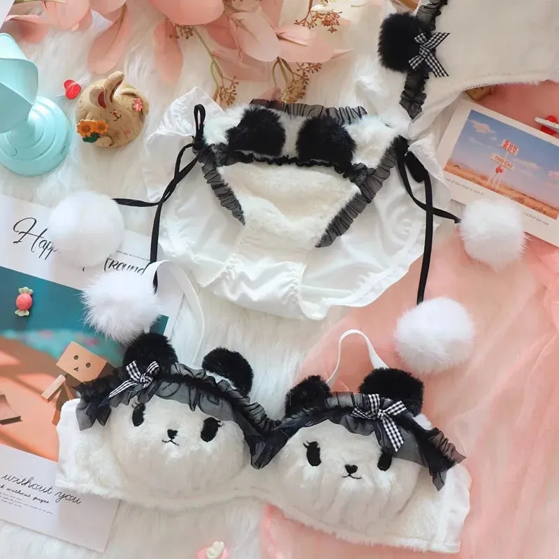 Fuzzy Panda Princess Lingerie Set